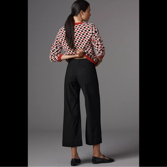 Anthropologie Maeve Colette Magic Fabric Crop Wide Leg Pant in Black 34 - Picture 3 of 15